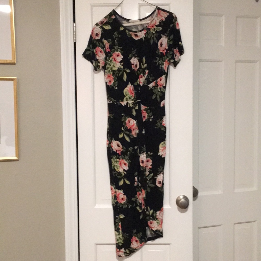 Black floral jersey dress!